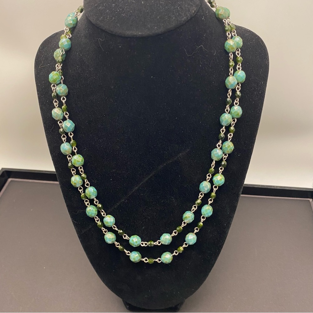 Double Strand Green Beaded Necklace